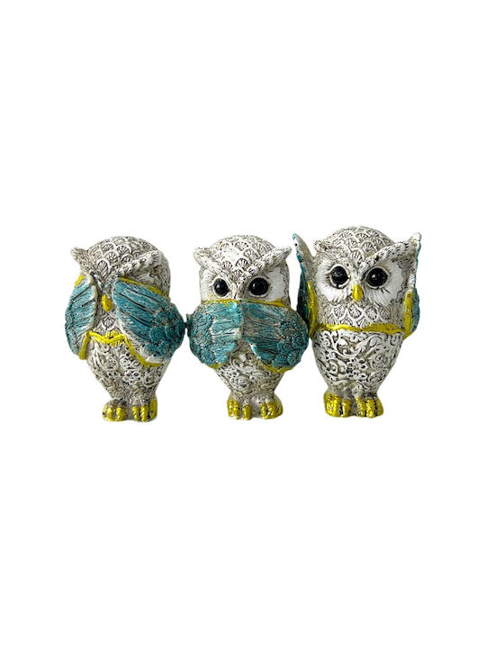 Velve Set Decorative Polyresin Owls 5x7x7cm 3 Pieces