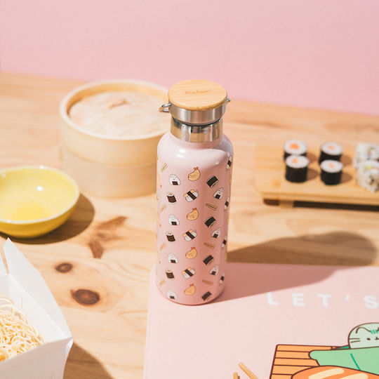 Grupo Erik Stainless Steel Thermos Bottle 500ml PUSHEEN Sushi Roll with Handle