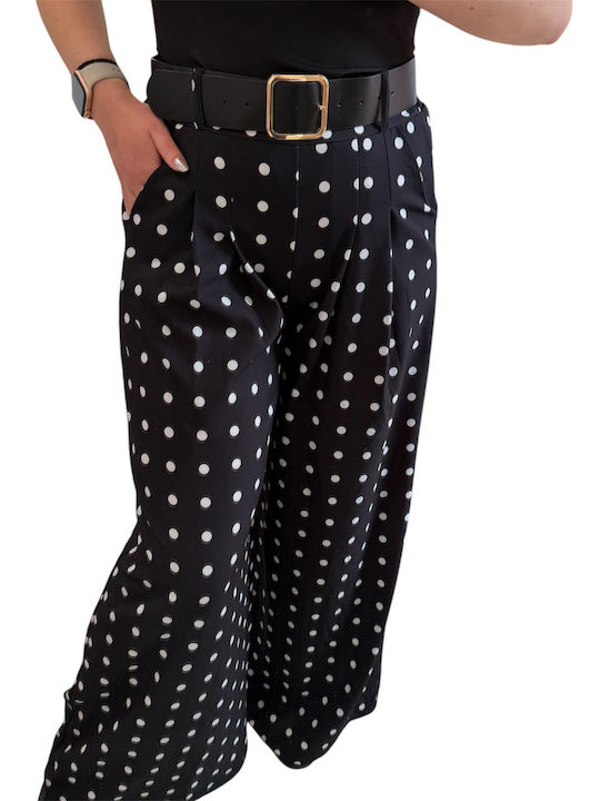 Women's Fabric Trousers with Rubber Band Black