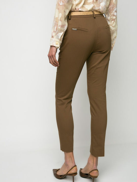 Women's Fabric Trousers in Regular Fit Brown