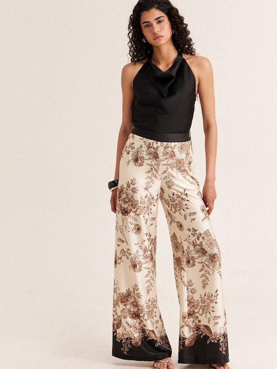 Women's Satin Pantaloons with Rubber Band in Regular Fit Vanilla