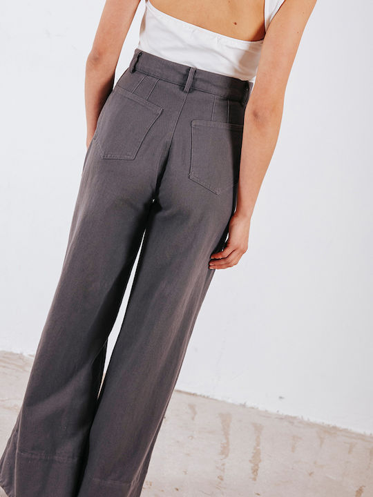 Damen Hochgeschnittenes Stoffhose Lila