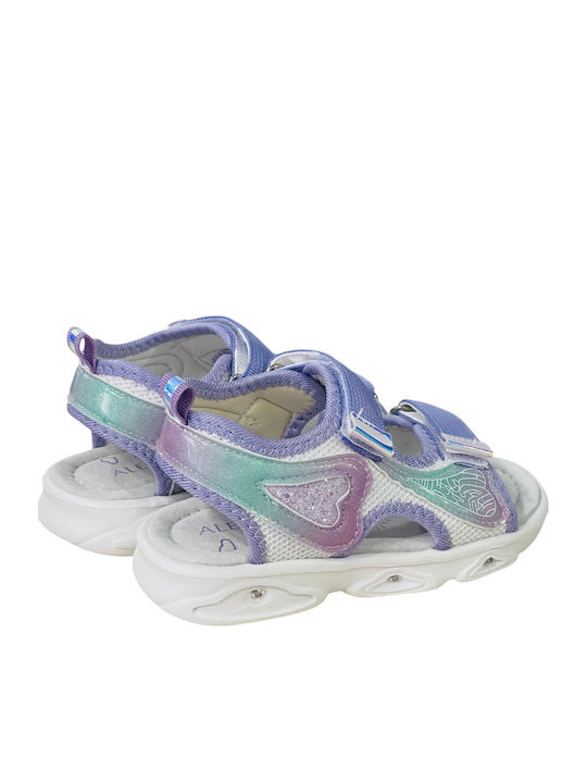 Kids' Sandals with Hoop & Loop Closure and Lights Lilac