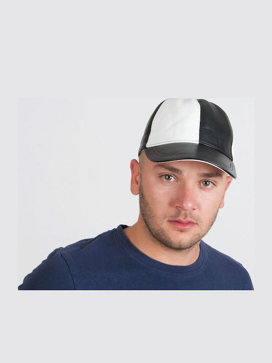Leather Jockey Cap Mavrudis Mrdline 4910018 Black-White
