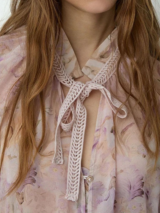 Long Sleeve Women's Shirt Pink Floral