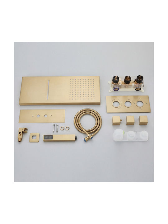 Naron Built-in Faucet Mixer for Shower 3 Exits Brushed Gold Naron Built-in Faucet Mixer for Shower 3 Exits Brushed Gold