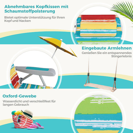 Costway Aluminium Beach Lounger-Armchair with 5-Position Recline Waterproof