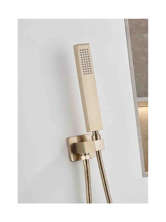 Naron Built-in Faucet Mixer for Shower 3 Exits Brushed Gold