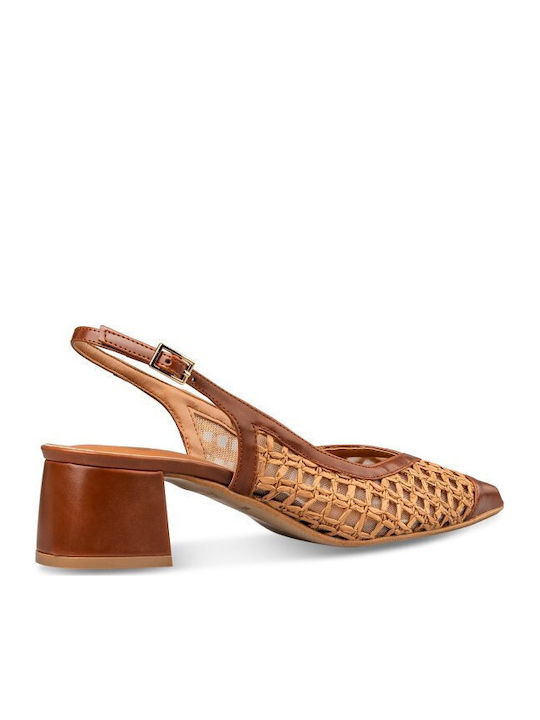 Heels with Chunky Mid Heel Brown