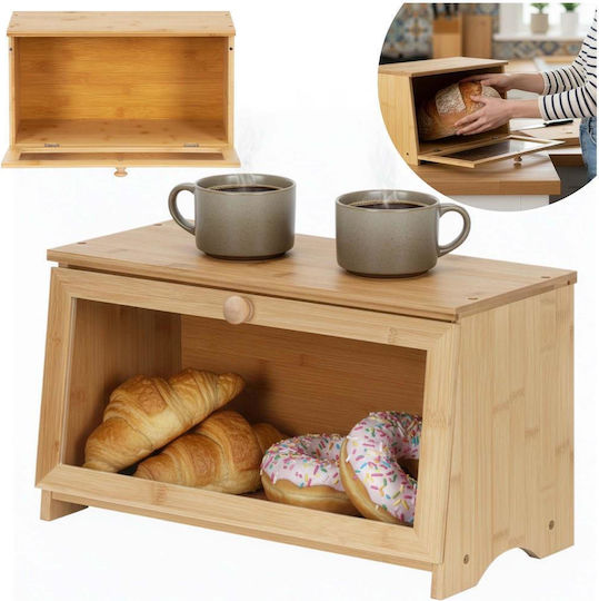 Cutie de Pâine cu Capac din Bambus Bej 40x20x23cm