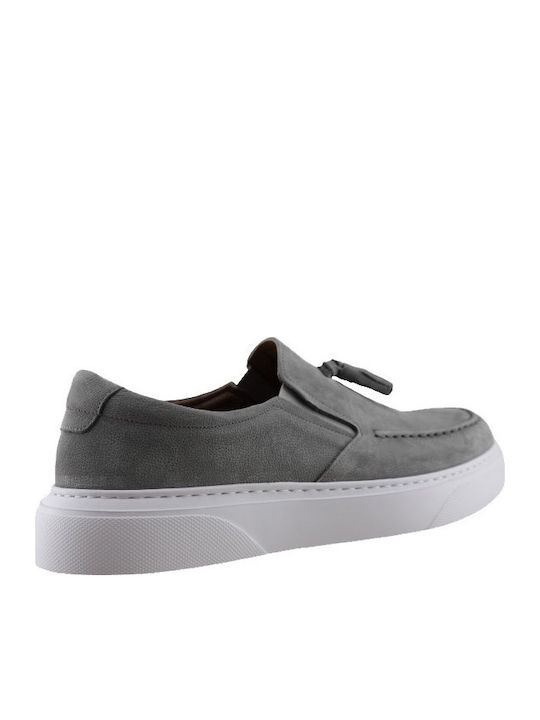 Leder Herren Mokassins in Grau Farbe
