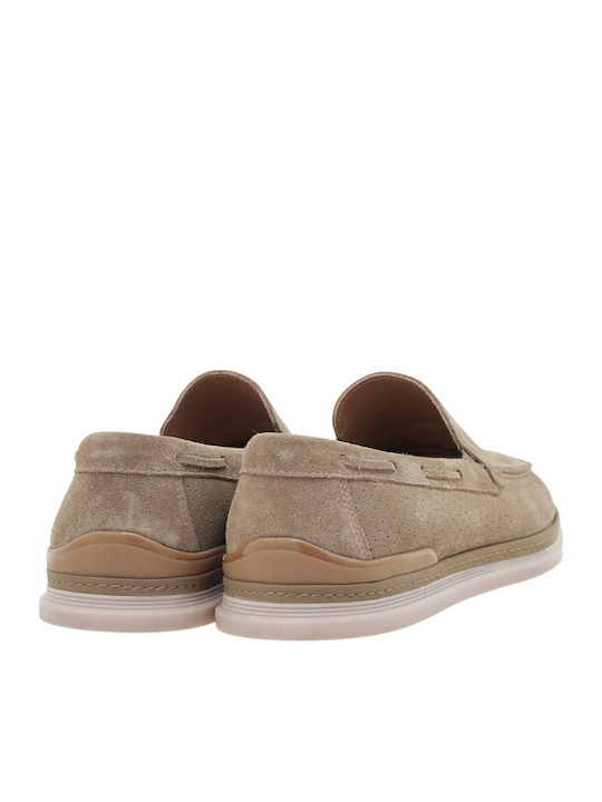 Suede Men's Loafers in Beige Colour
