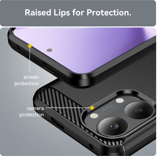 Techsuit Carbon Rückseite Umschlag Silikon Schwarz (Poco X8 Pro Max)