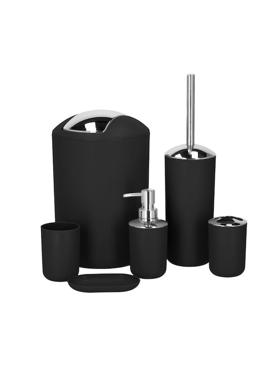 Sersimo Badezimmerzubehör-Set Kunststoff Schwarz 6 Stück