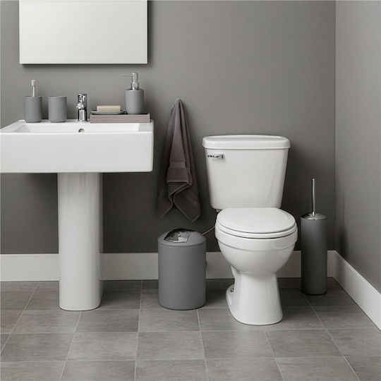 Bathroom Accessory Set Plastic Silver 6 Pieces