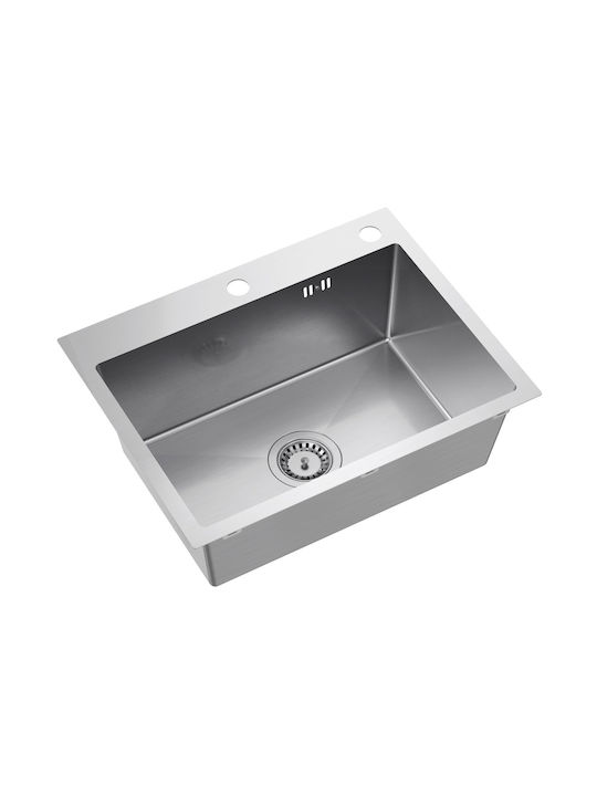 MYQ Ένθετος Νεροχύτης Inox με Μπαταρία Μ45xΠ58cm Ασημί