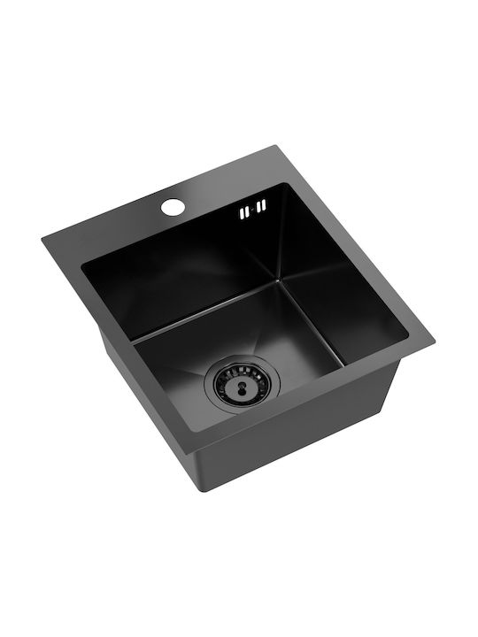 MYQ Drop-In Inox Küchenspüle mit Wasserhahn M45xP40cm Schwarze