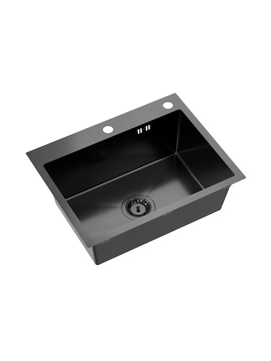 MYQ Drop-In Küchenspüle Inox mit Wasserhahn M45xP58cm Schwarze