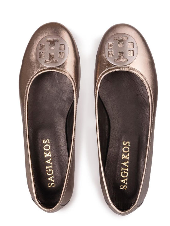Damen Ballerinas aus Leder in Grau Farbe