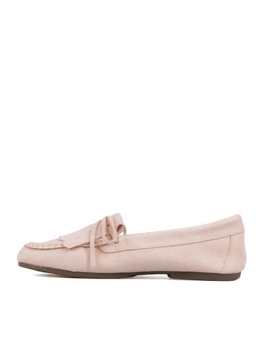 Suede Women's Loafers in Beige Color