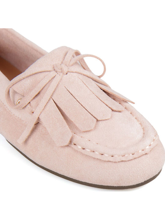 Suede Women's Loafers in Beige Color