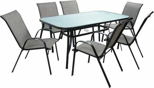 Outdoor Dining Set BRUNO 7pcs Gray