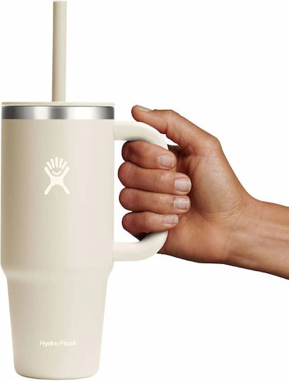 Hydro Flask Hydro Flask Thermosflasche Rostfreier Stahl 710ml Hafer mit Stroh und Handgriff