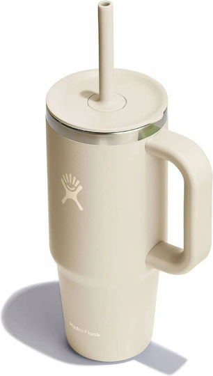 Hydro Flask Hydro Flask Thermosflasche Rostfreier Stahl 710ml Hafer mit Stroh und Handgriff