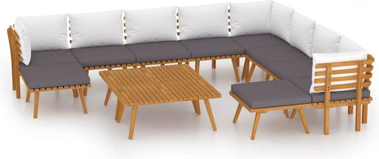 Garten- und Outdoor-Möbelsets Wohnzimmer Typsatz 12 Stück Akazie mit Kissen