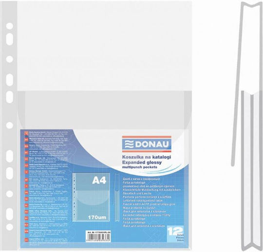 Donau Mărime A4 Foițe De Legătorie Pentru Protecția Documentelor 20mm Plisaj Pp 170 Microni Clapetă Verticală 12 Bucăți Set Donau