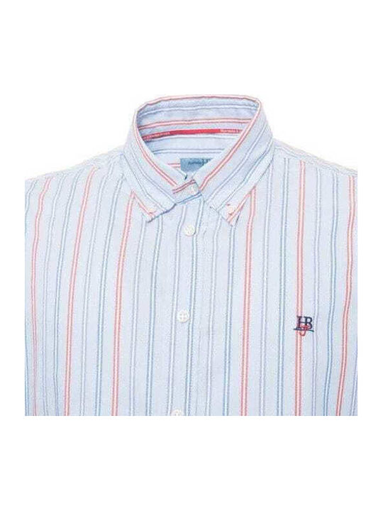 Long Sleeve Cotton Shirt in Narrow Fit Light Blue