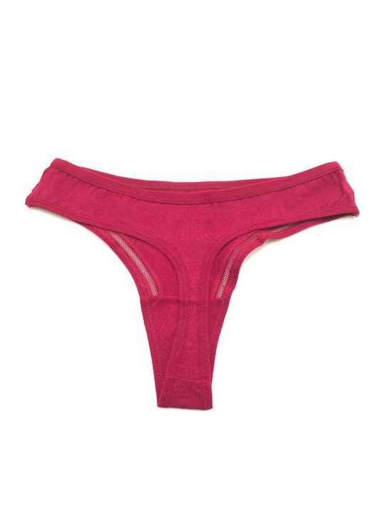 Chiloți Pentru Femei String Din Bumbac Burgundy