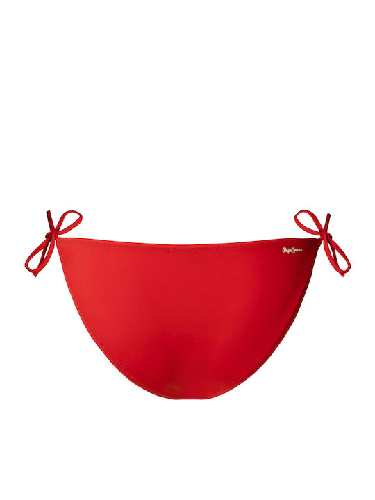 Bottom Bikini Slip με Κορδονάκια Cherry Red