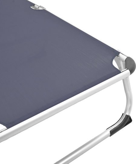 Pakketo Beach Sunbed Gray Foldable Aluminum with Pillow 58.5x185x29.5cm