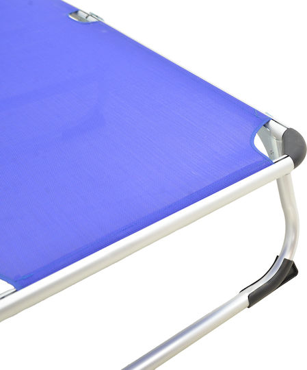 Pakketo Beach Sunbed Blue Foldable Aluminum with Pillow 58.5x185x29.5cm