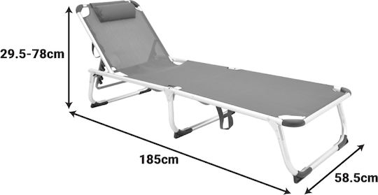 Pakketo Beach Sunbed Blue Foldable Aluminum with Pillow 58.5x185x29.5cm