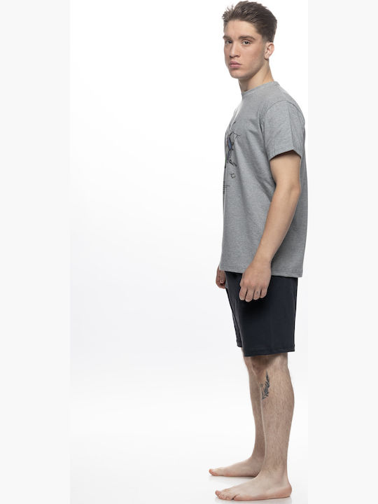 Galaxy Sommer Herrenpyjama Grau