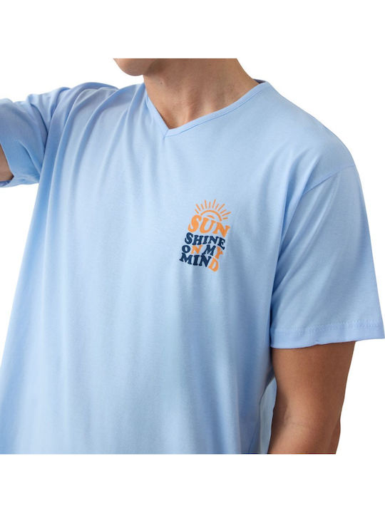 Minerva Summer Men's Cotton Pyjamas Sky Blue