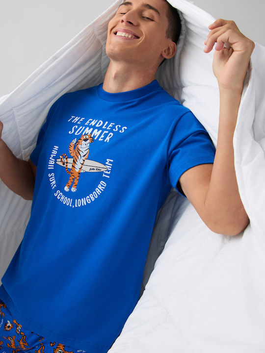Minerva Summer Men's Cotton Pyjamas Blue