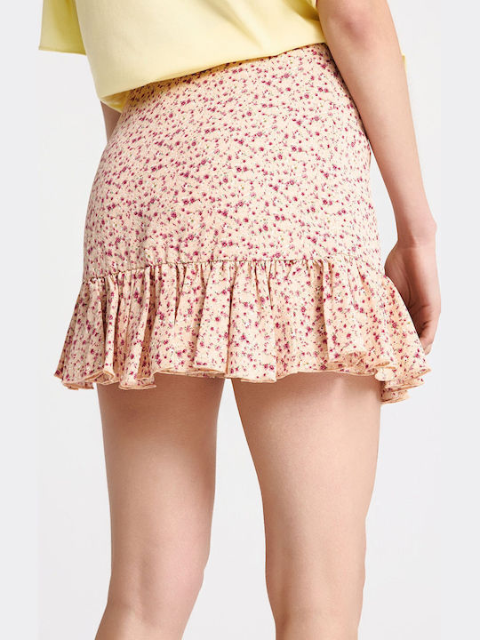 Mini Φούστα Floral Πορτοκαλί