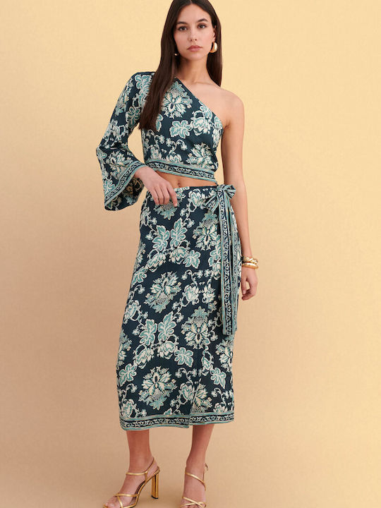 Midi Envelope Skirt Green
