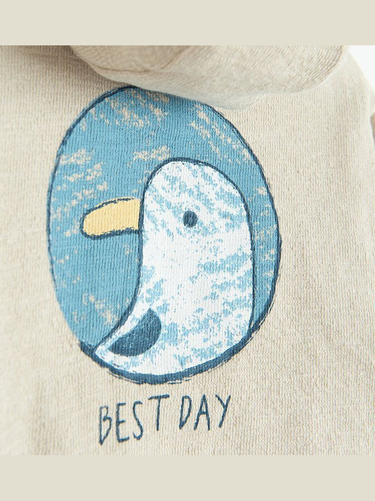 Kids Sweatshirt Cardigan with Hood Beige