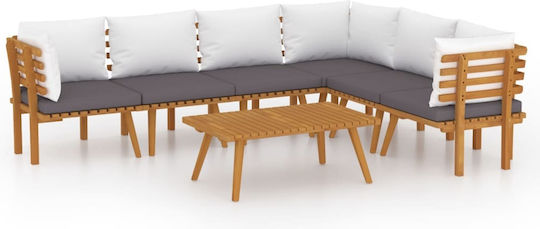 Garten- und Outdoor-Möbelsets Wohnzimmer Typsatz 7 Stück Akazie mit Kissen