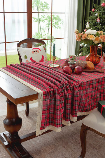 FRIPIA Leinen Tischdecke Rot 120x180cm