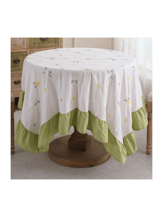 FRIPIA Покривка за маса с Бродерия Бяла 150x150см