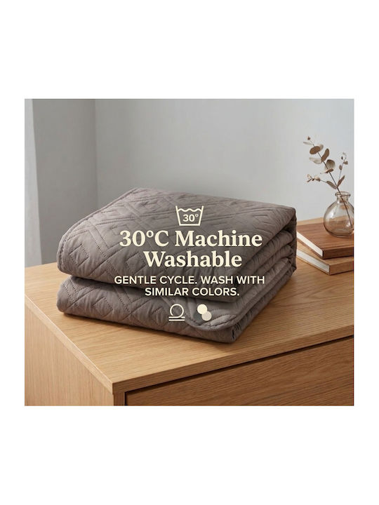 Single Coverlet Brown And Beige 160x220cm