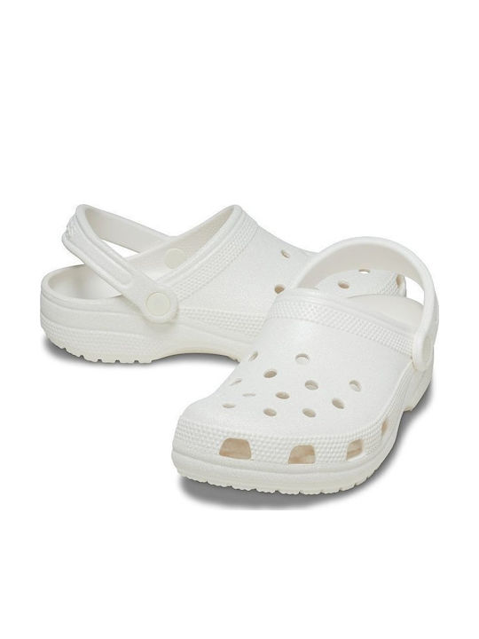 Crocs Classic Glitter Clog Saboti Albi Pentru Femei