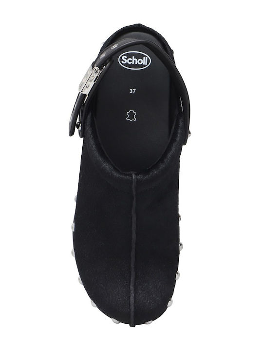 Scholl Pescura Women’s Leather Clogs Black