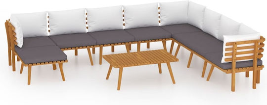 Garten- und Outdoor-Möbelsets Wohnzimmer Typsatz 9 Stück Akazie mit Kissen