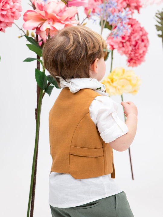 Bambolino Baptism Suit with Vest for Boy Linen Green